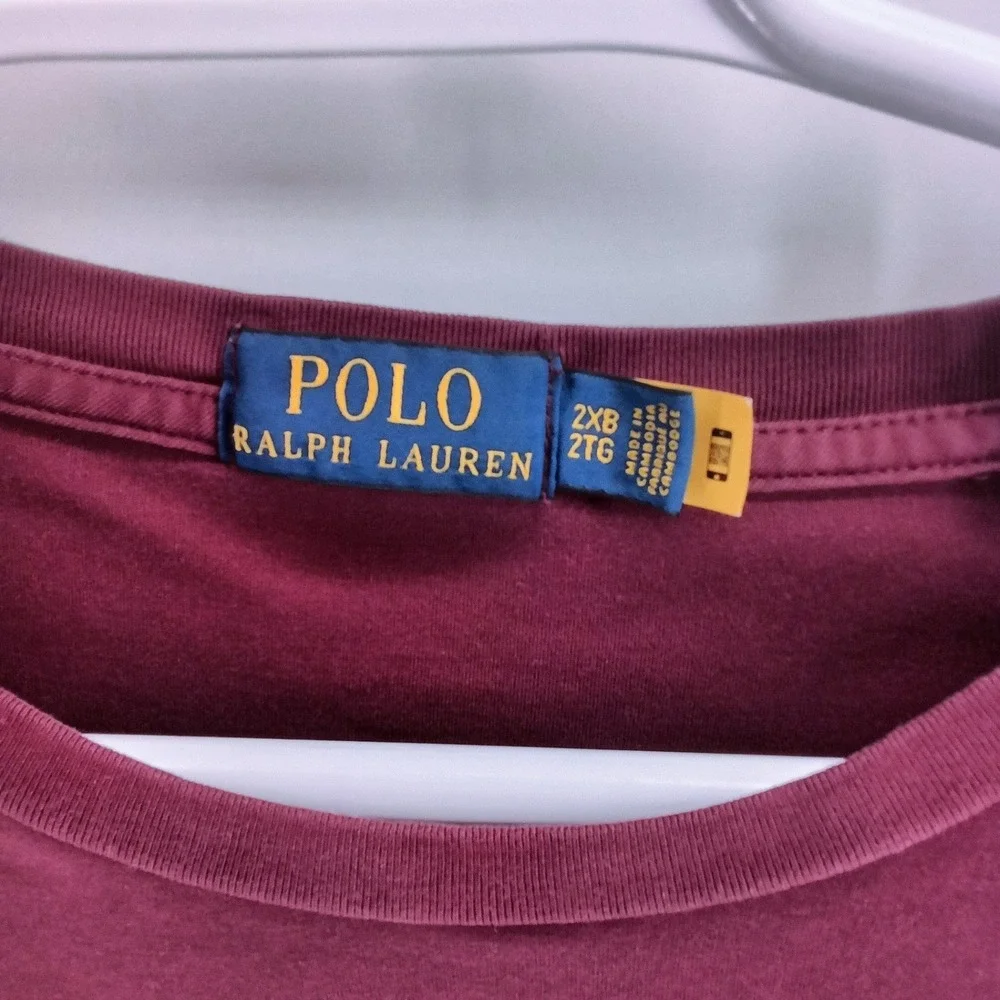 POLO RALPH LAUREN Long Sleeve T-Shirt Mens 2XB Burgundy Big & Tall Pony Logo